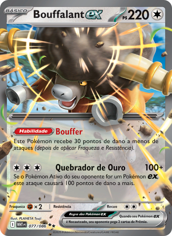 Bouffalant ex 077 — Fogo Branco (Portuguese Pokémon TCG card)