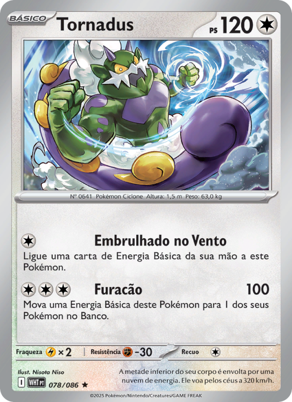 Tornadus 078 — Fogo Branco (Portuguese Pokémon TCG card)