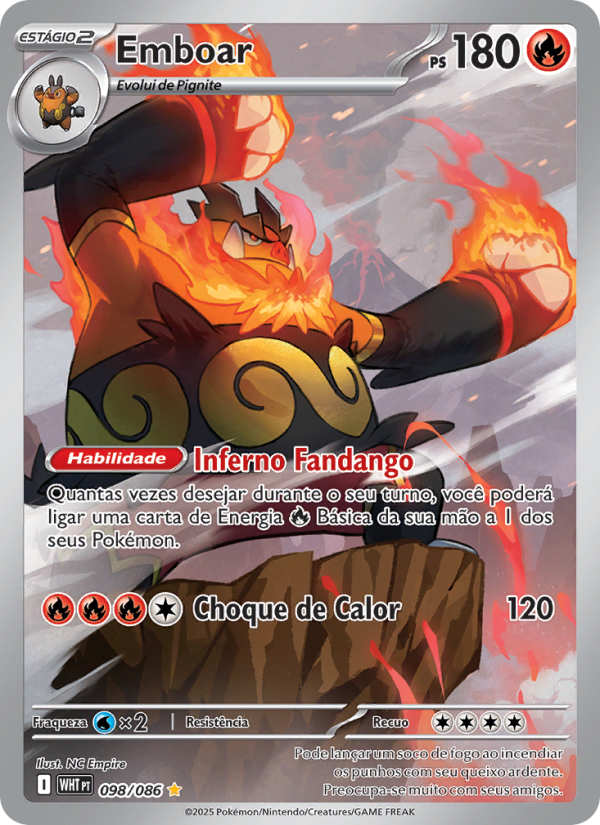 Emboar 098 — Fogo Branco (Portuguese Pokémon TCG card)