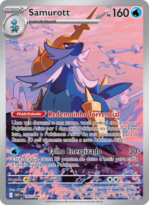Samurott 107 — Fogo Branco (Portuguese Pokémon TCG card)