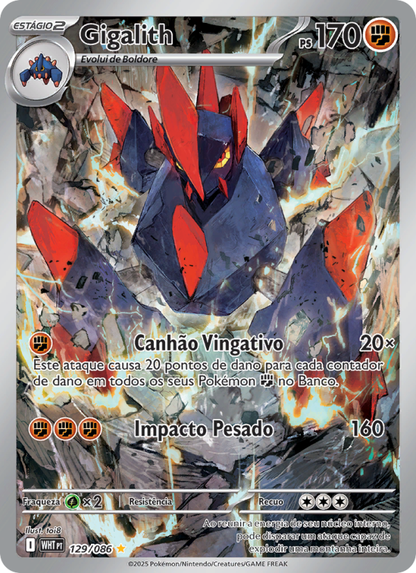 Gigalith 129 — Fogo Branco (Portuguese Pokémon TCG card)