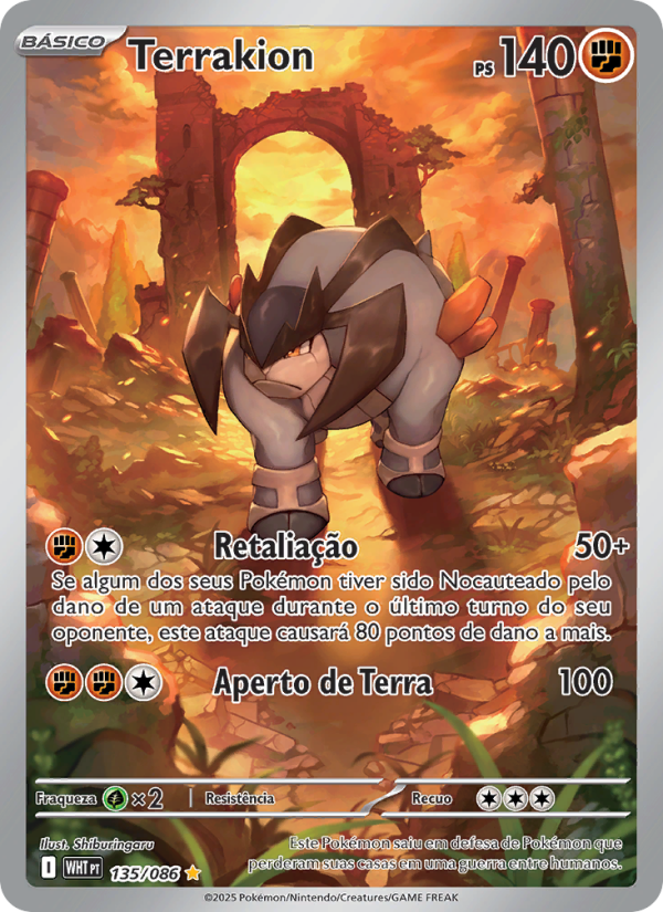 Terrakion 135 — Fogo Branco (Portuguese Pokémon TCG card)