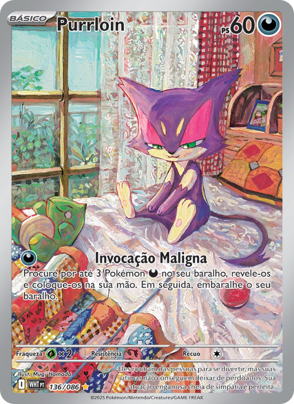 Purrloin 136 — Fogo Branco (Portuguese Pokémon TCG card)