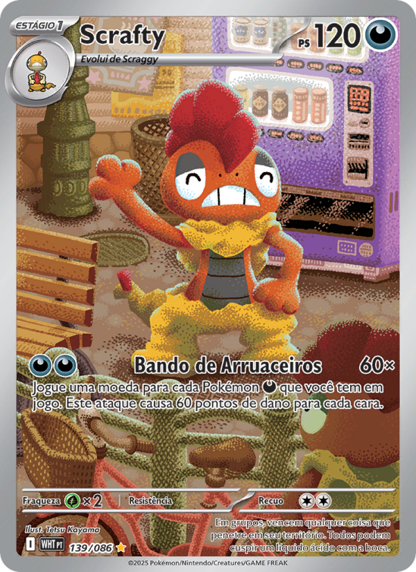 Scrafty 139 — Fogo Branco (Portuguese Pokémon TCG card)