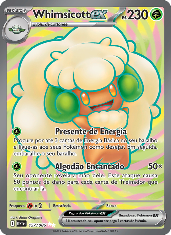 Whimsicott ex 157 — Weiße Flammen (Portuguese Pokémon TCG card)