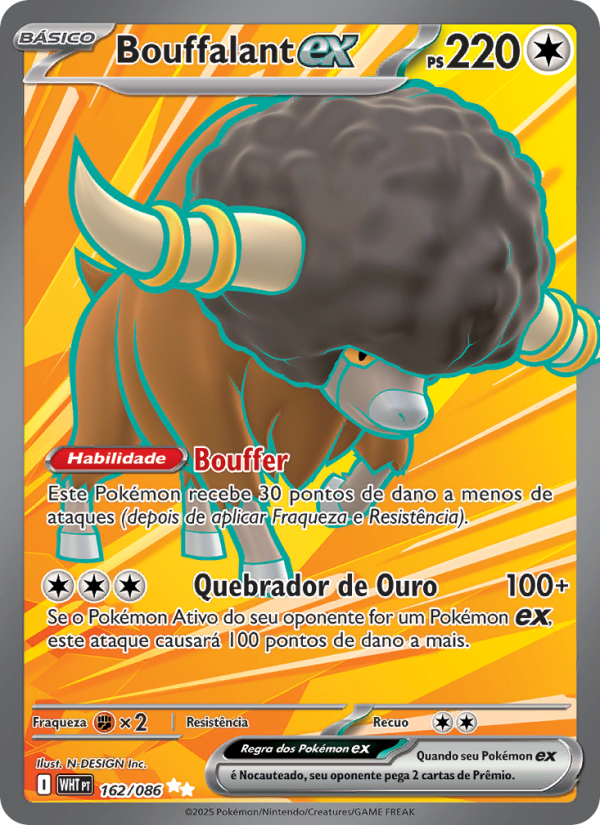 Bouffalant ex 162 — Fogo Branco (Portuguese Pokémon TCG card)