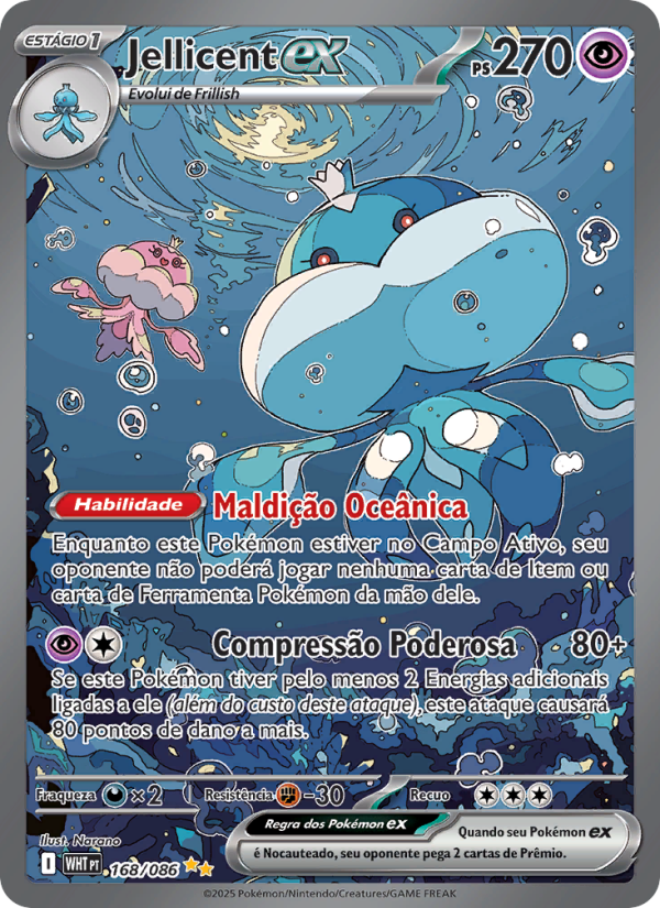 Jellicent ex 168 — Fogo Branco (Portuguese Pokémon TCG card)