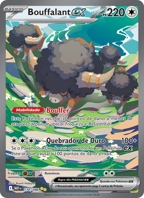 Bouffalant ex 170 — Fogo Branco (Portuguese Pokémon TCG card)