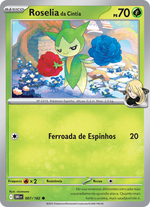 Roselia da Cíntia 007 — Destined Rivals (Portuguese Pokémon TCG card)