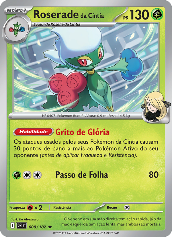 Roserade da Cíntia 008 — Destined Rivals (Portuguese Pokémon TCG card)