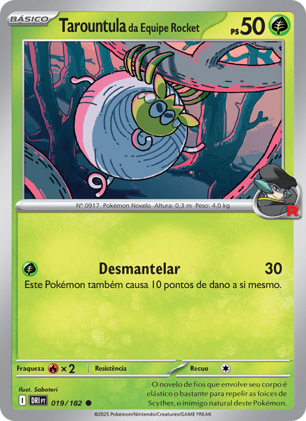 Tarountula da Equipe Rocket 019 — Destined Rivals (Portuguese Pokémon TCG card)