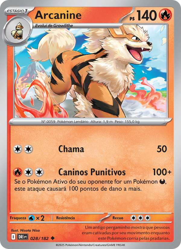 Arcanine 028 — Rivais Predestinados (Portuguese Pokémon TCG card)
