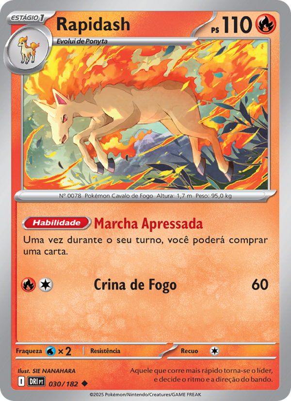 Rapidash 030 — Rivais Predestinados (Portuguese Pokémon TCG card)