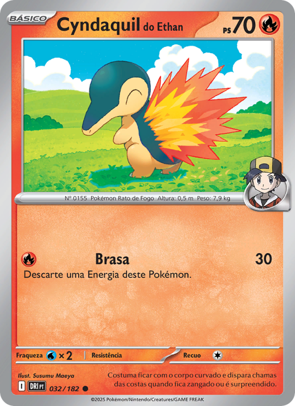 Cyndaquil do Ethan 032 — Rivais Predestinados (Portuguese Pokémon TCG card)