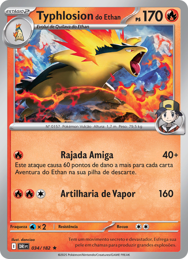 Typhlosion do Ethan 034 — Rivais Predestinados (Portuguese Pokémon TCG card)