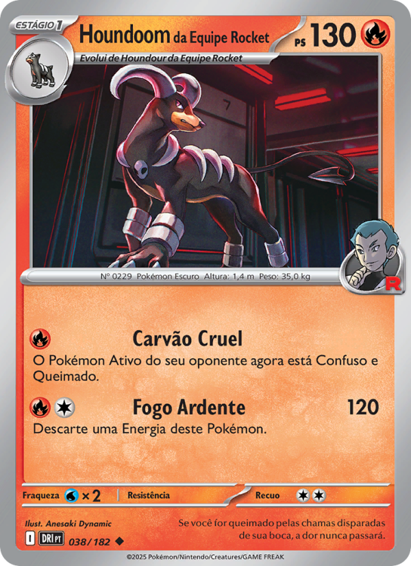 Houndoom da Equipe Rocket 038 — Rivais Predestinados (Portuguese Pokémon TCG card)