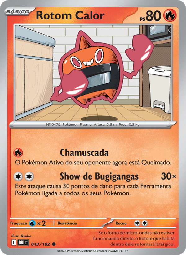 Rotom Calor 043 — Rivais Predestinados (Portuguese Pokémon TCG card)