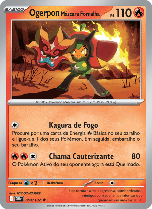 Ogerpon Máscara Fornalha 044 — Rivais Predestinados (Portuguese Pokémon TCG card)