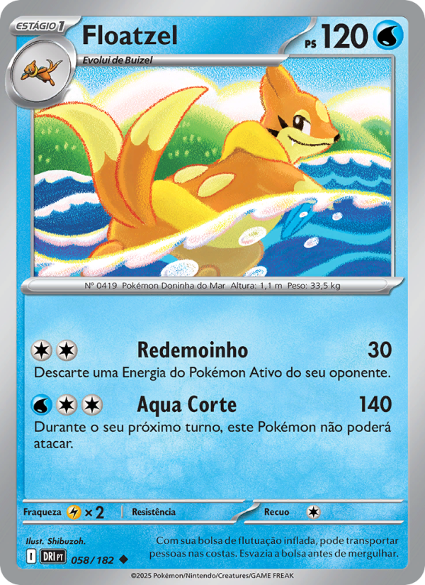 Floatzel 058 — Rivais Predestinados (Portuguese Pokémon TCG card)