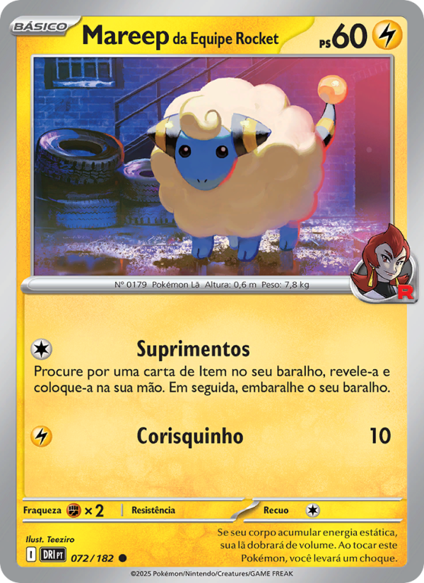 Mareep da Equipe Rocket 072 — Rivais Predestinados (Portuguese Pokémon TCG card)