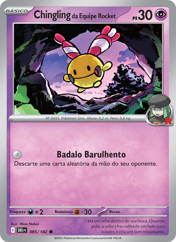 Chingling da Equipe Rocket 085 — Rivais Predestinados (Portuguese Pokémon TCG card)