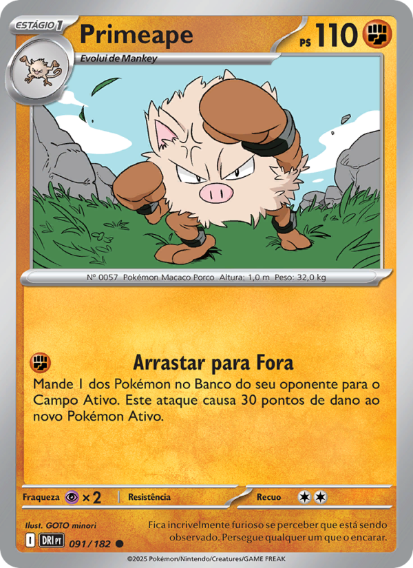 Primeape 091 — Rivais Predestinados (Portuguese Pokémon TCG card)