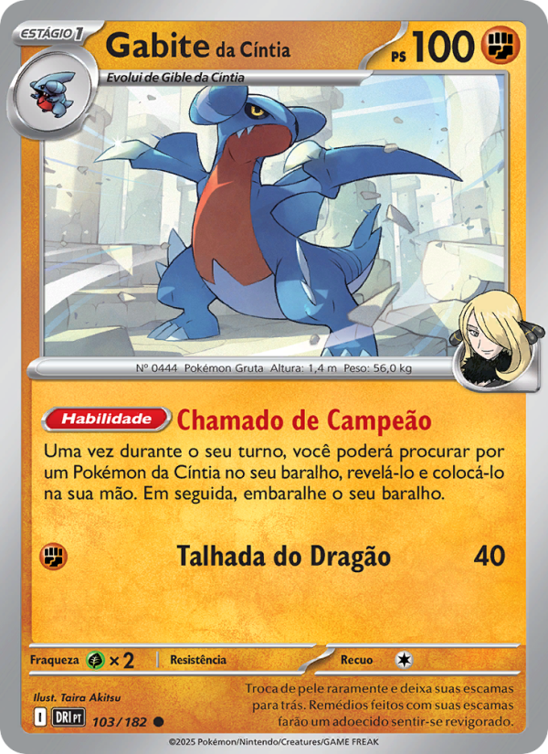 Gabite da Cíntia 103 — Rivais Predestinados (Portuguese Pokémon TCG card)