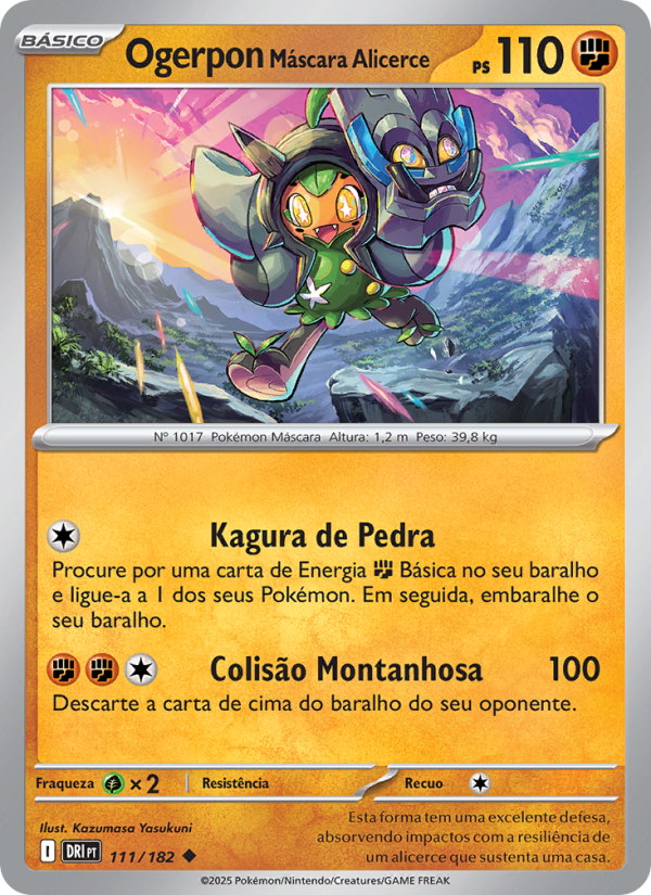 Ogerpon Máscara Alicerce 111 — Destined Rivals (Portuguese Pokémon TCG card)
