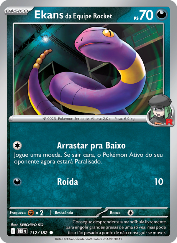 Ekans da Equipe Rocket 112 — Rivais Predestinados (Portuguese Pokémon TCG card)