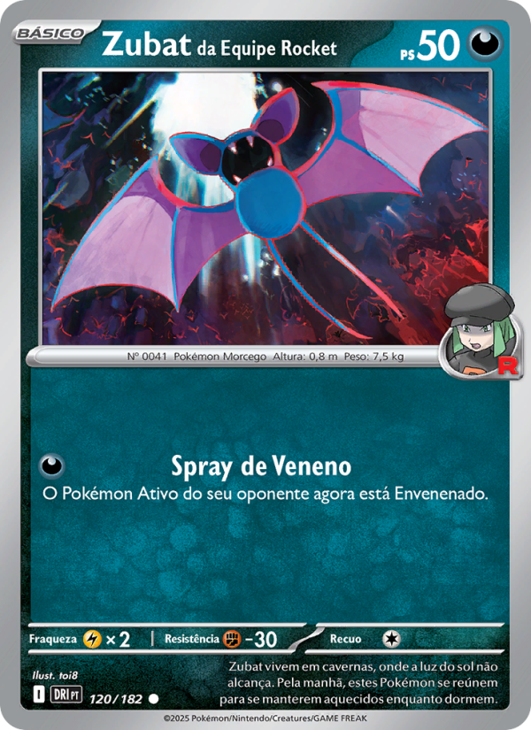 Zubat da Equipe Rocket 120 — Destined Rivals (Portuguese Pokémon TCG card)