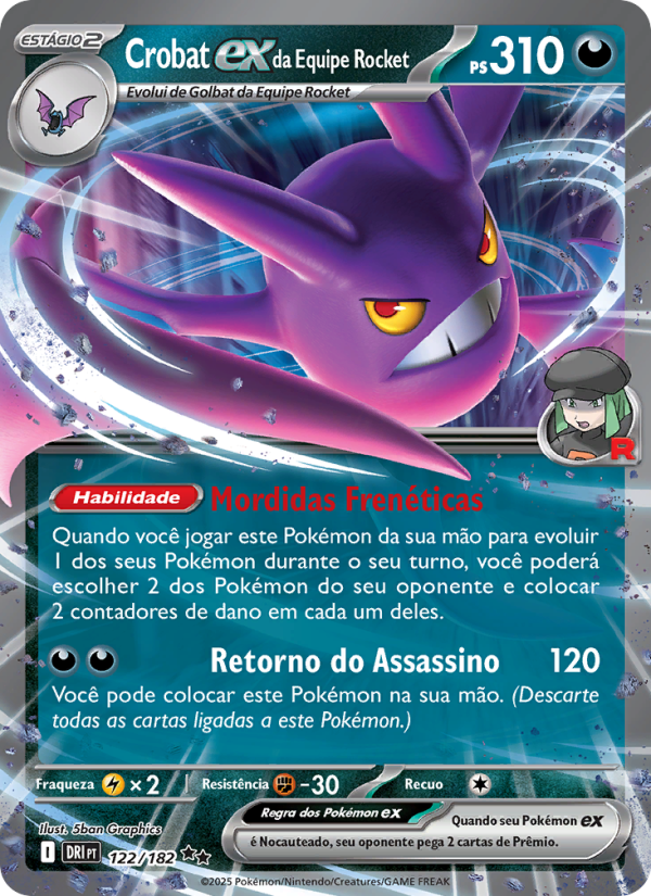 Crobat ex da Equipe Rocket 122 — Rivais Predestinados (Portuguese Pokémon TCG card)