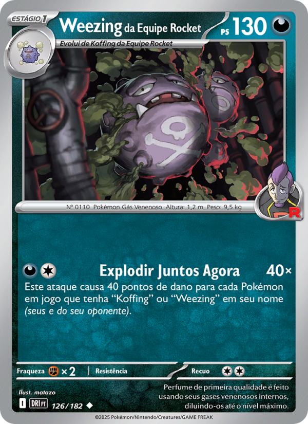 Weezing da Equipe Rocket 126 — Rivais Predestinados (Portuguese Pokémon TCG card)