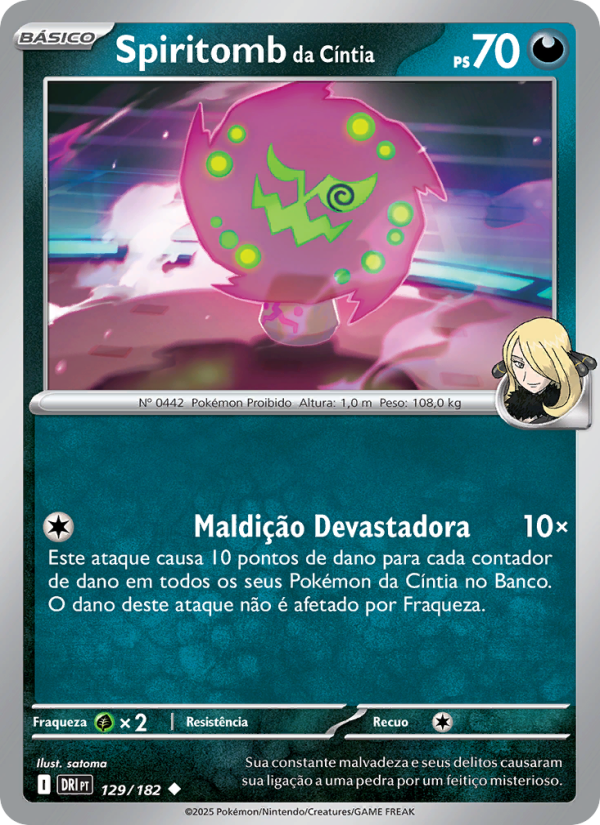 Spiritomb da Cíntia 129 — Rivais Predestinados (Portuguese Pokémon TCG card)