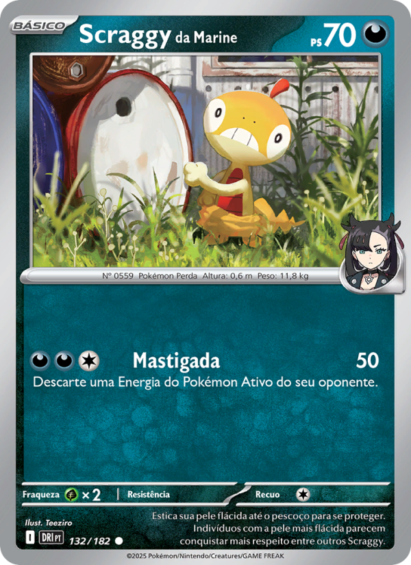 Scraggy da Marine 132 — Rivais Predestinados (Portuguese Pokémon TCG card)