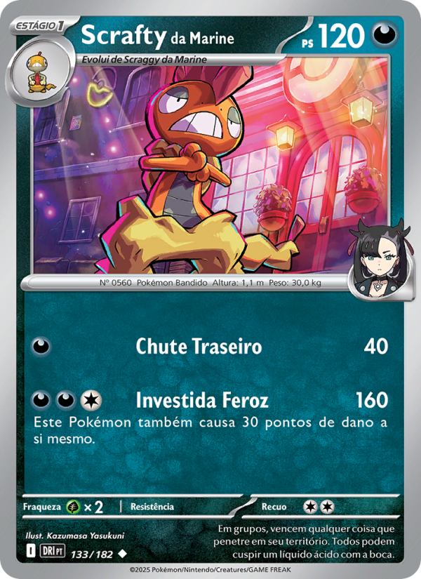 Scrafty da Marine 133 — Rivais Predestinados (Portuguese Pokémon TCG card)