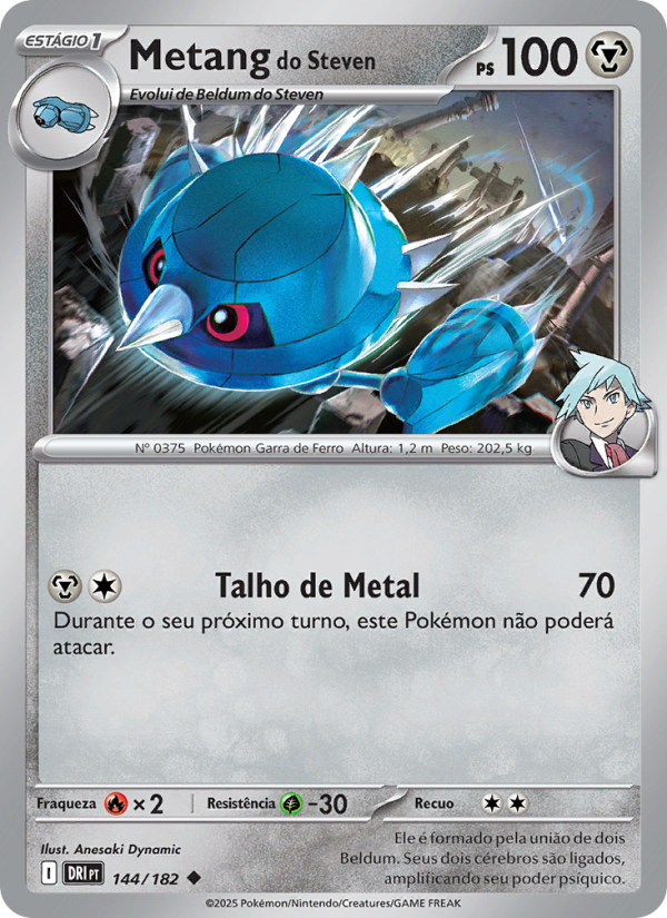 Metang do Steven 144 — Destined Rivals (Portuguese Pokémon TCG card)