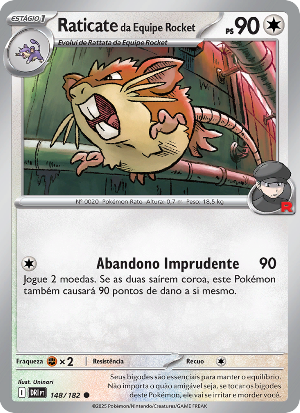 Raticate da Equipe Rocket 148 — Rivais Predestinados (Portuguese Pokémon TCG card)