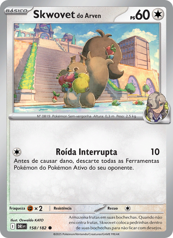 Skwovet do Arven 158 — Rivais Predestinados (Portuguese Pokémon TCG card)
