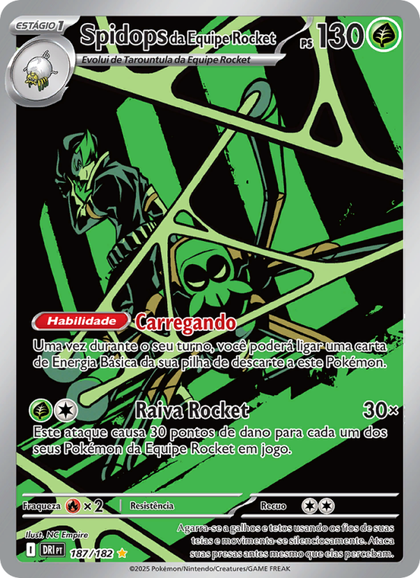 Spidops da Equipe Rocket 187 — Rivais Predestinados (Portuguese Pokémon TCG card)