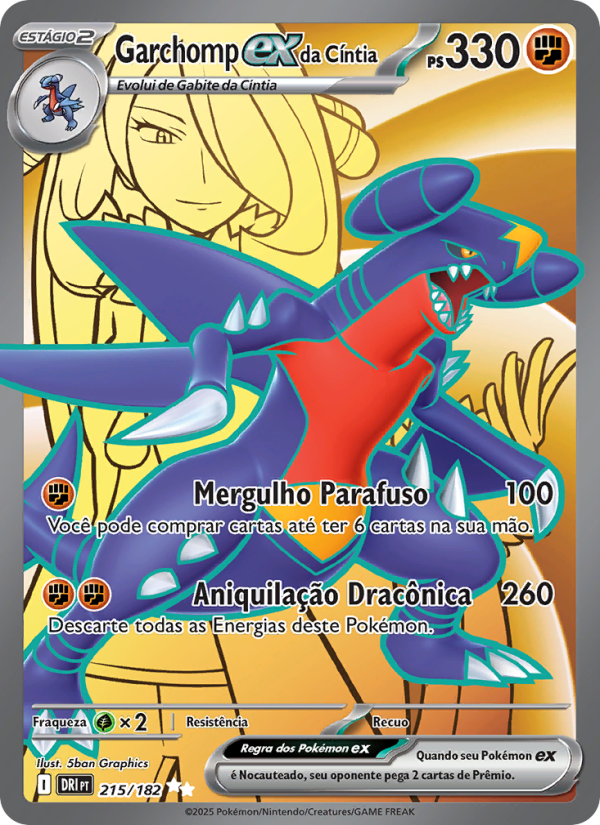 Garchomp ex da Cíntia 215 — Rivais Predestinados (Portuguese Pokémon TCG card)