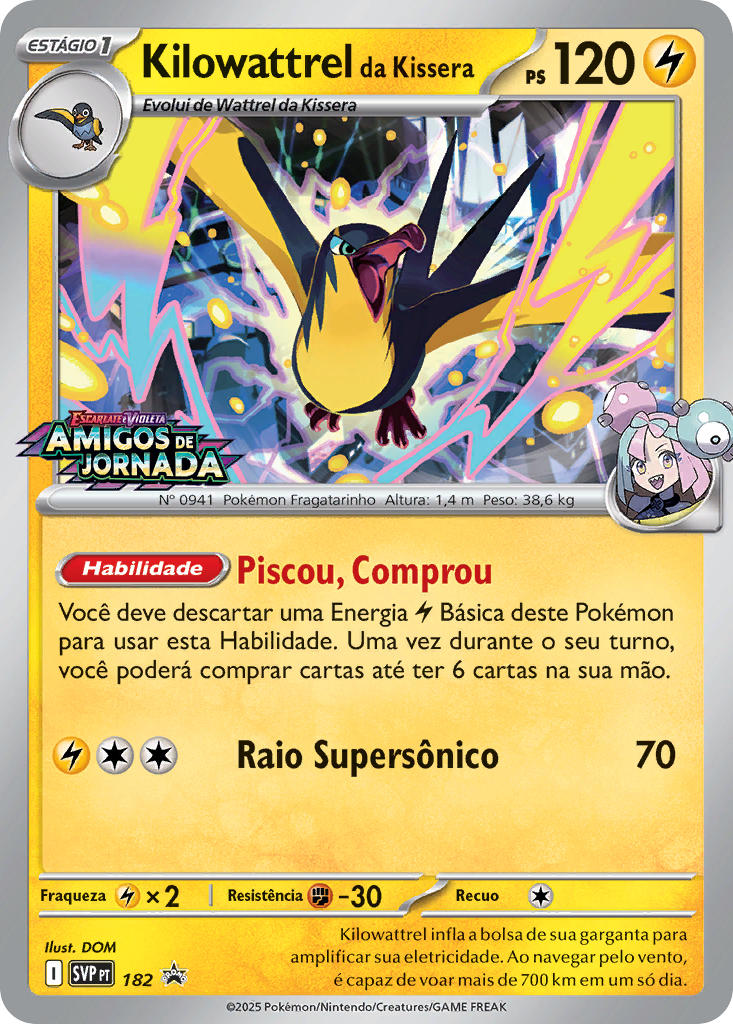 Kilowattrel da Kissera 182 — SVP Black Star Promos (Portuguese Pokémon TCG card)
