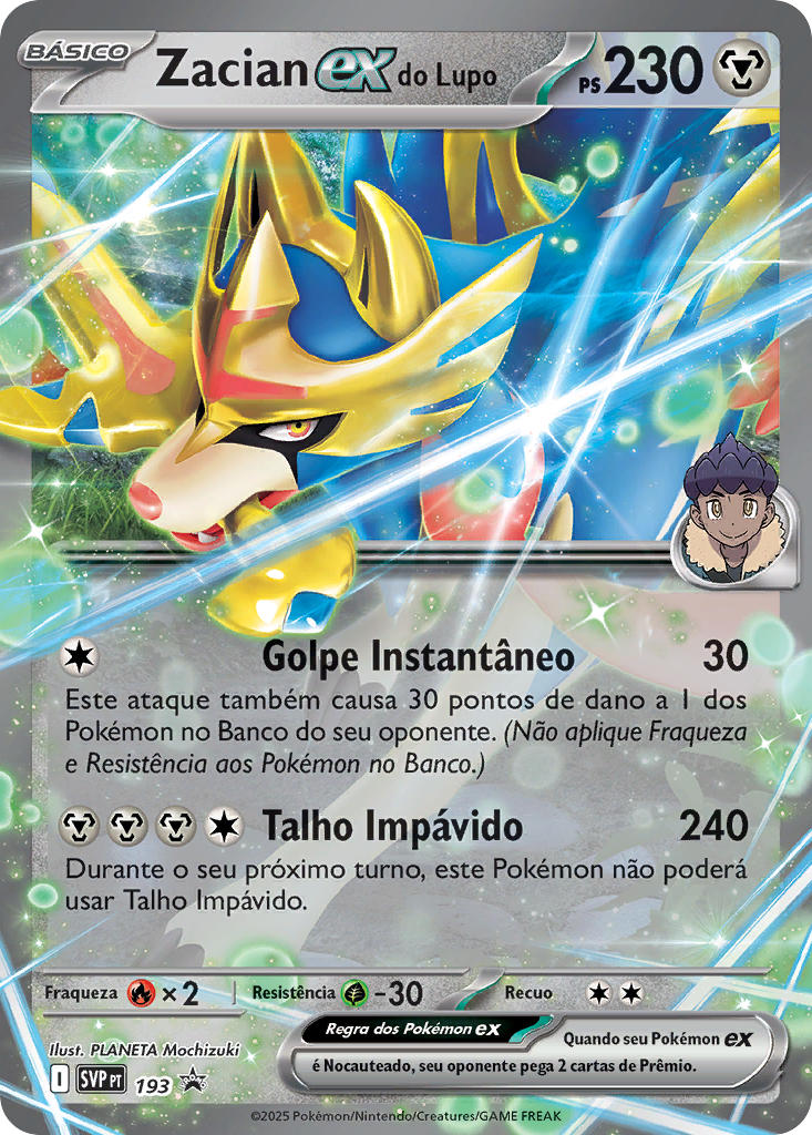 Zacian ex do Lupo 193 — SVP Black Star Promos (Portuguese Pokémon TCG card)