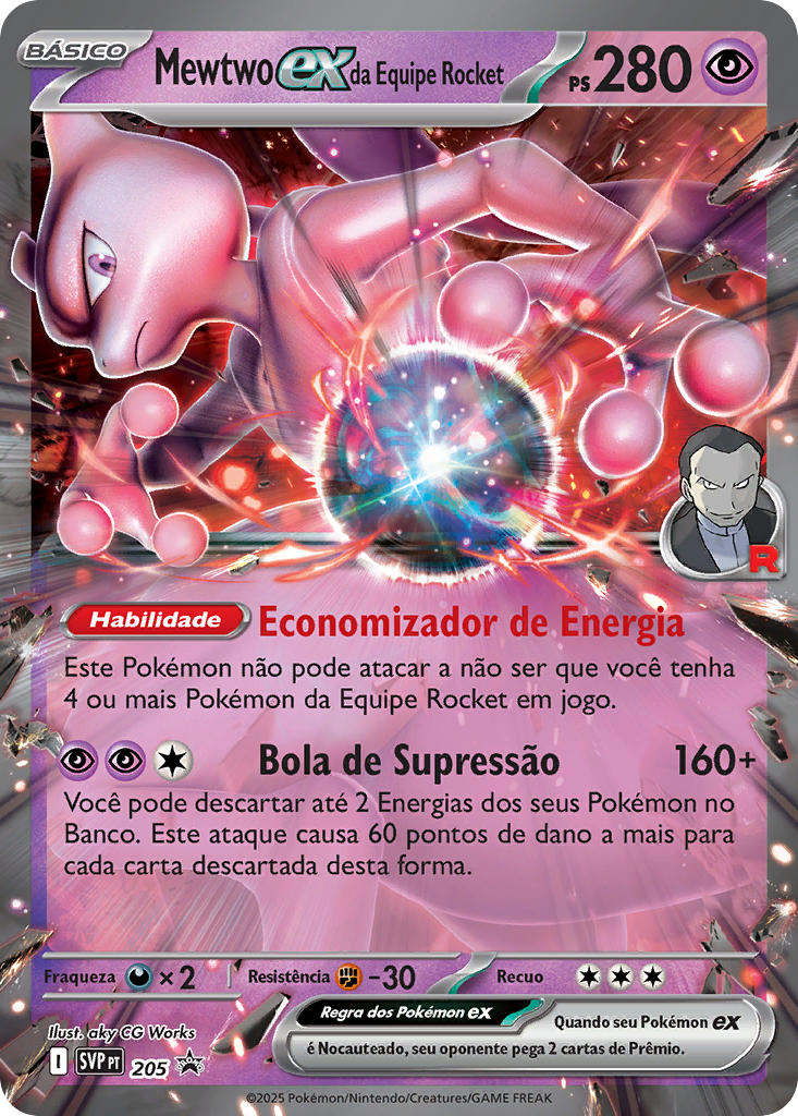 Mewtwo ex da Equipe Rocket 205 — SVP Black Star Promos (Portuguese Pokémon TCG card)