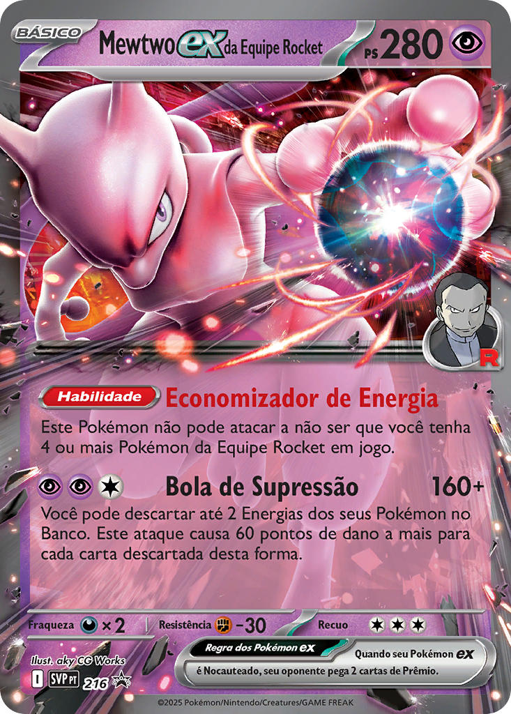 Mewtwo ex da Equipe Rocket 216 — SVP Black Star Promos (Portuguese Pokémon TCG card)