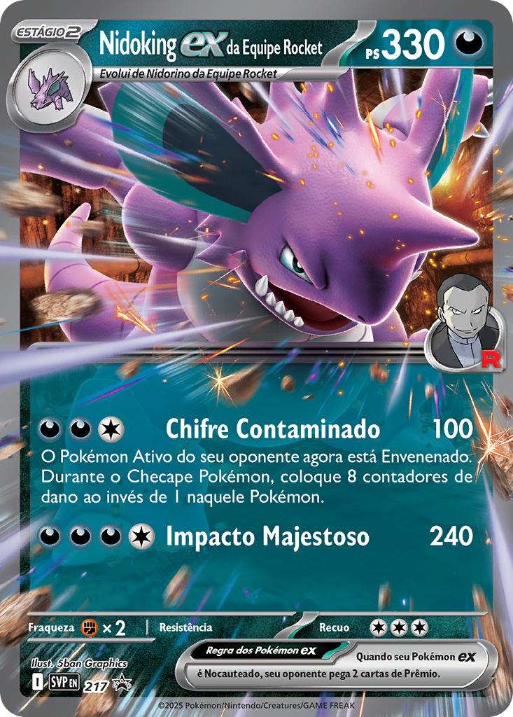 Nidoking ex da Equipe Rocket 217 — SVP Black Star Promos (Portuguese Pokémon TCG card)