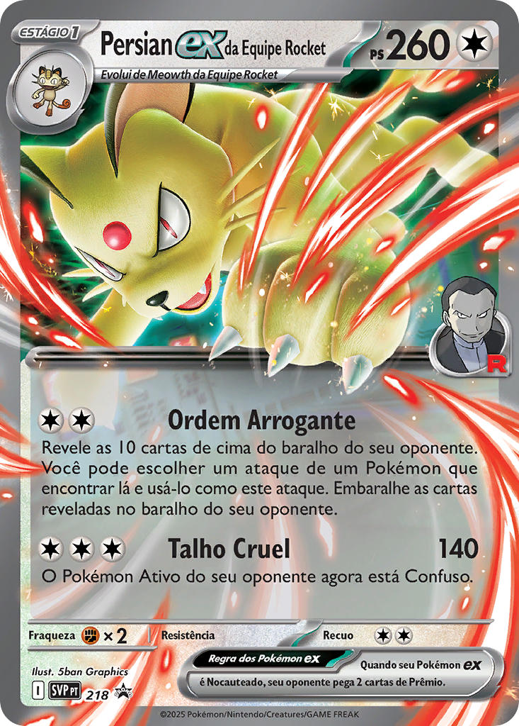 Persian ex da Equipe Rocket 218 — SVP Black Star Promos (Portuguese Pokémon TCG card)