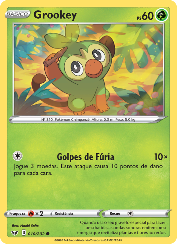 Grookey 10 — Espada e Escudo (Portuguese Pokémon TCG card)