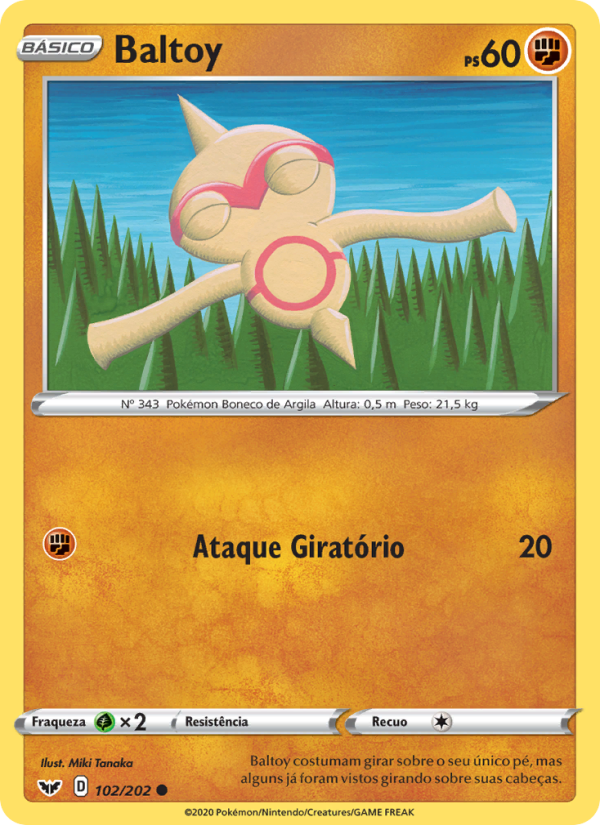 Baltoy 102 — Espada e Escudo (Portuguese Pokémon TCG card)