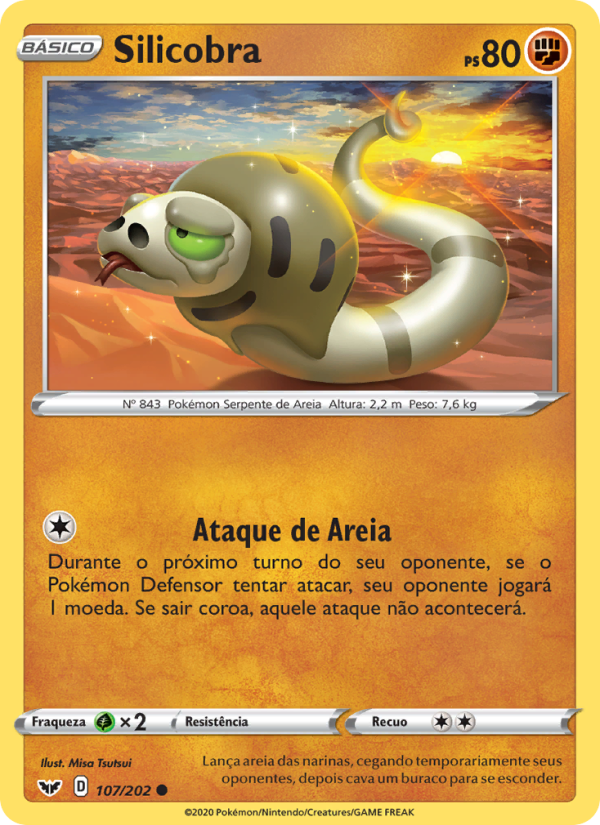 Silicobra 107 — Espada e Escudo (Portuguese Pokémon TCG card)