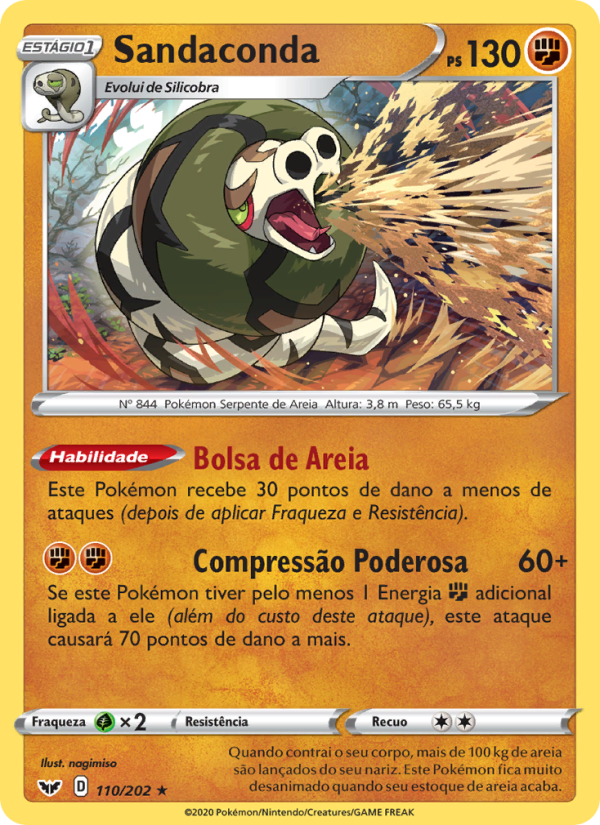 Sandaconda 110 — Espada e Escudo (Portuguese Pokémon TCG card)